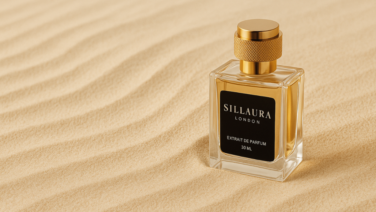 SillAura London logo on perfume bottle — symbol of premium quality and long-lasting fragrance oils.luxury perfume  UK